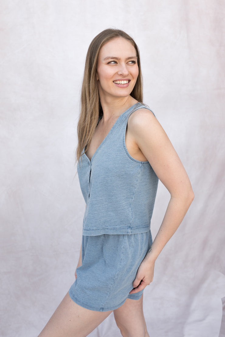 solace jersey denim top