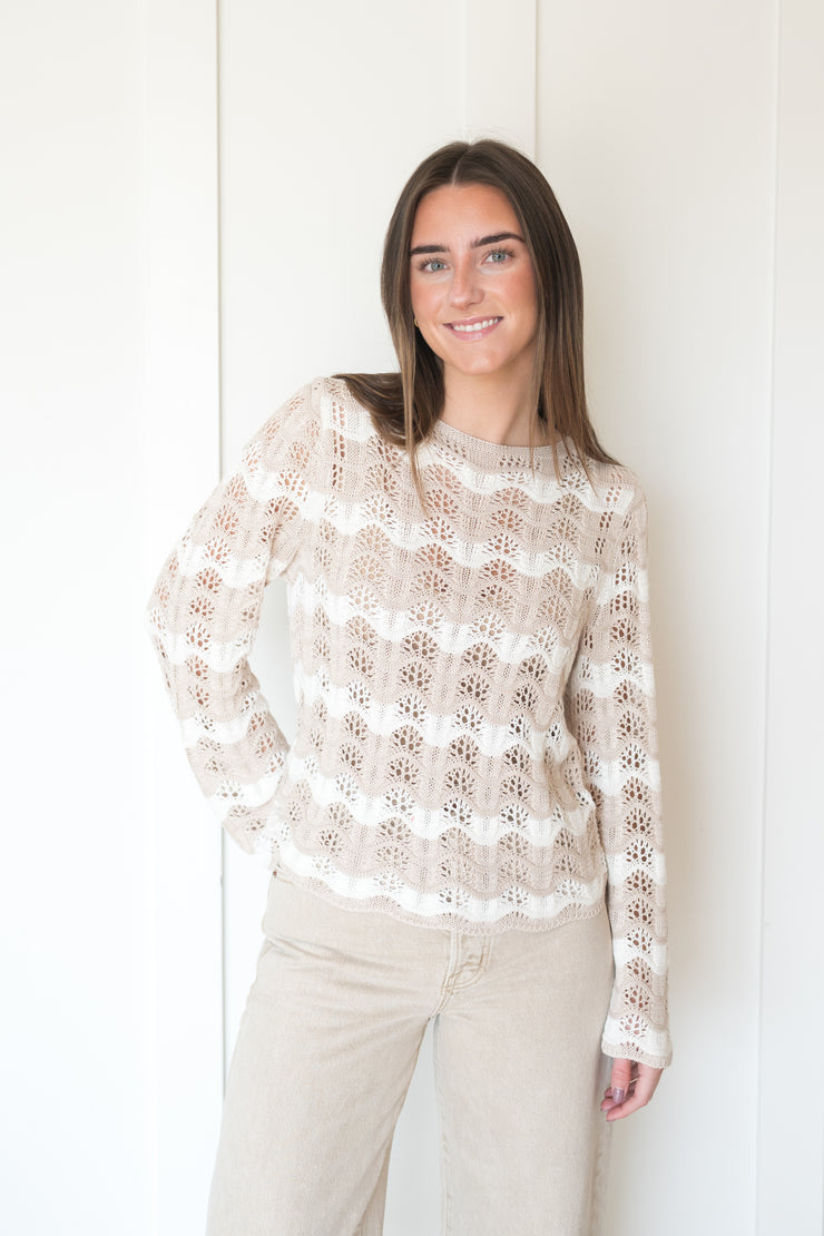 azura stripe crochet sweater