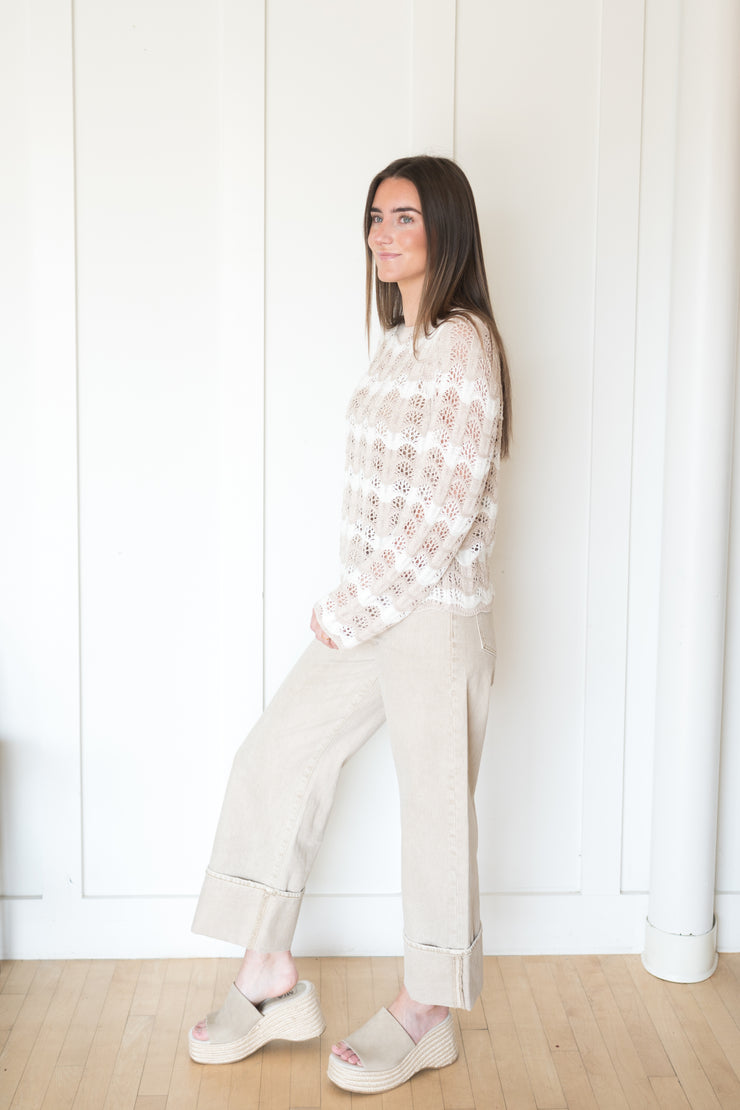 azura stripe crochet sweater