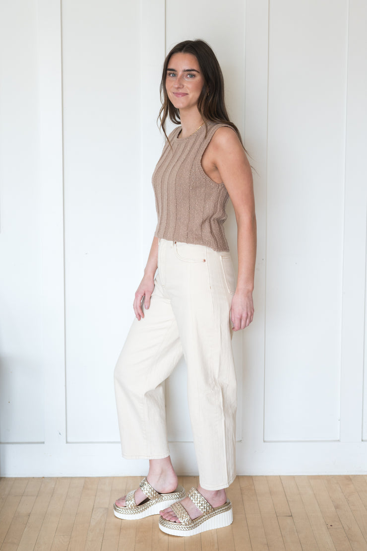 eli high rise arched leg jean