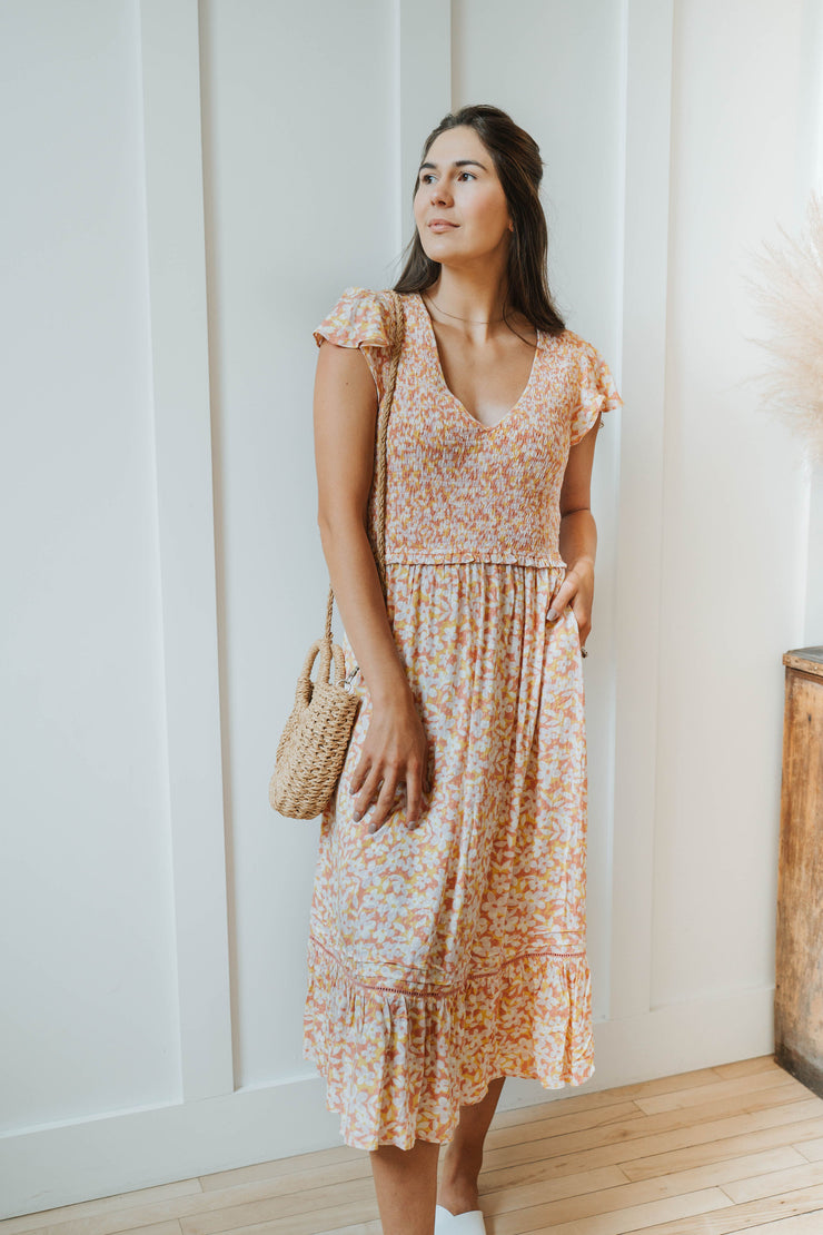coastal daisies midi dress