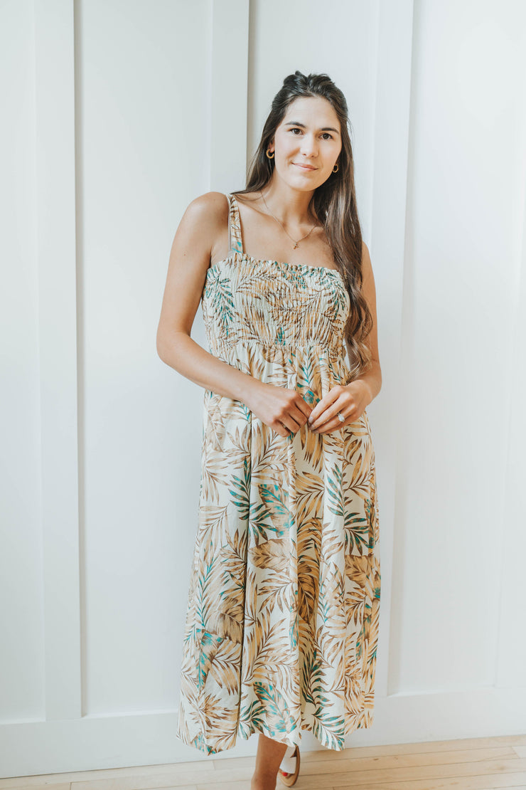 anafi palm midi dress
