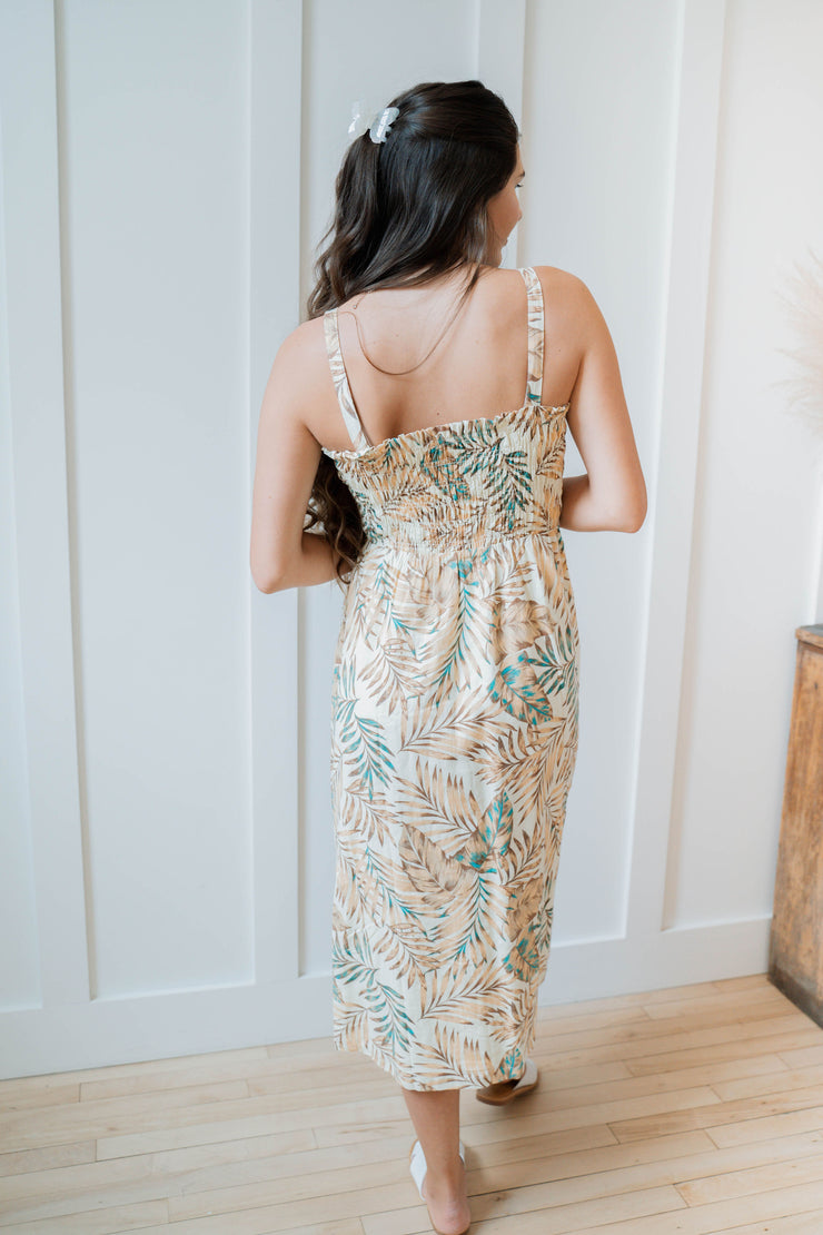 anafi palm midi dress