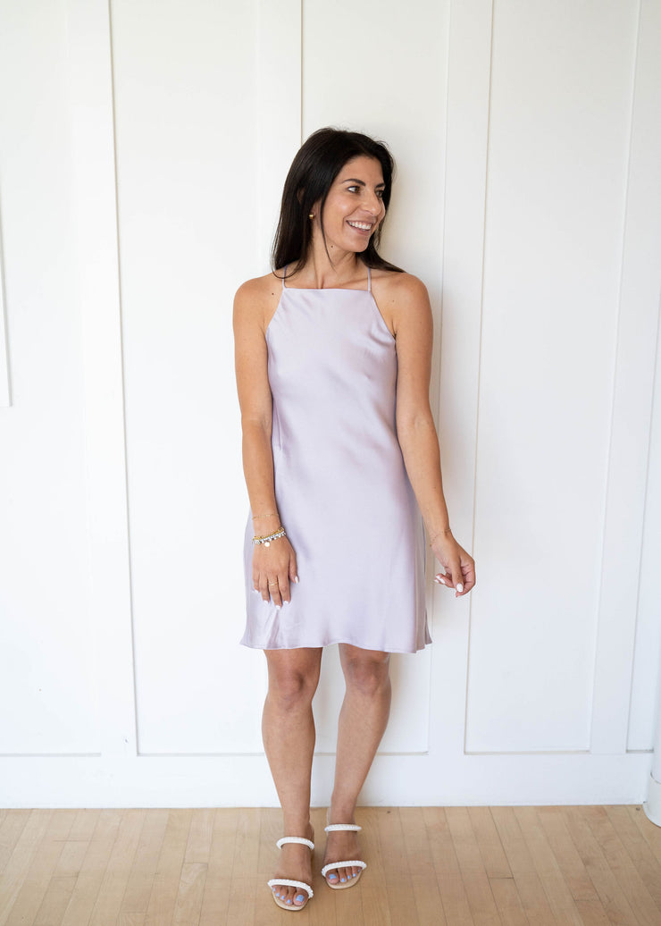 faye cowl back mini dress