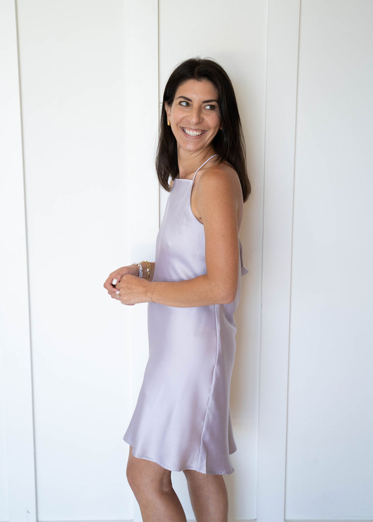 faye cowl back mini dress