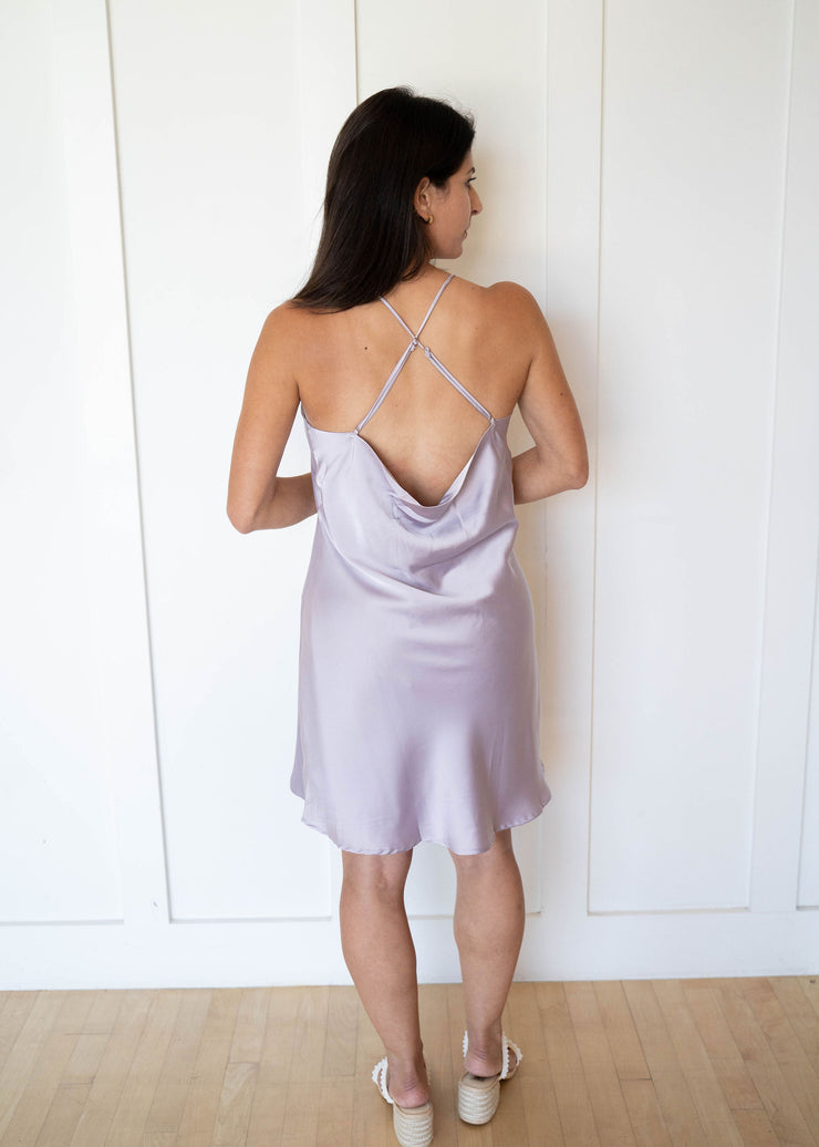 faye cowl back mini dress