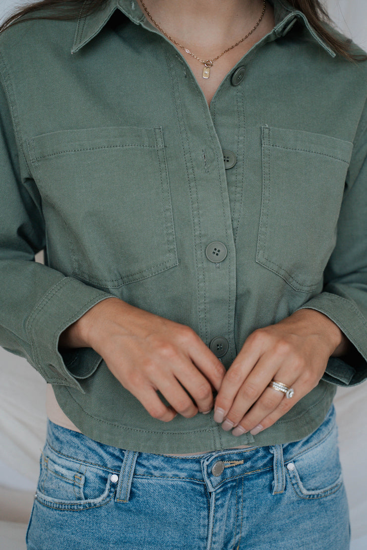 all day cropped twill jacket