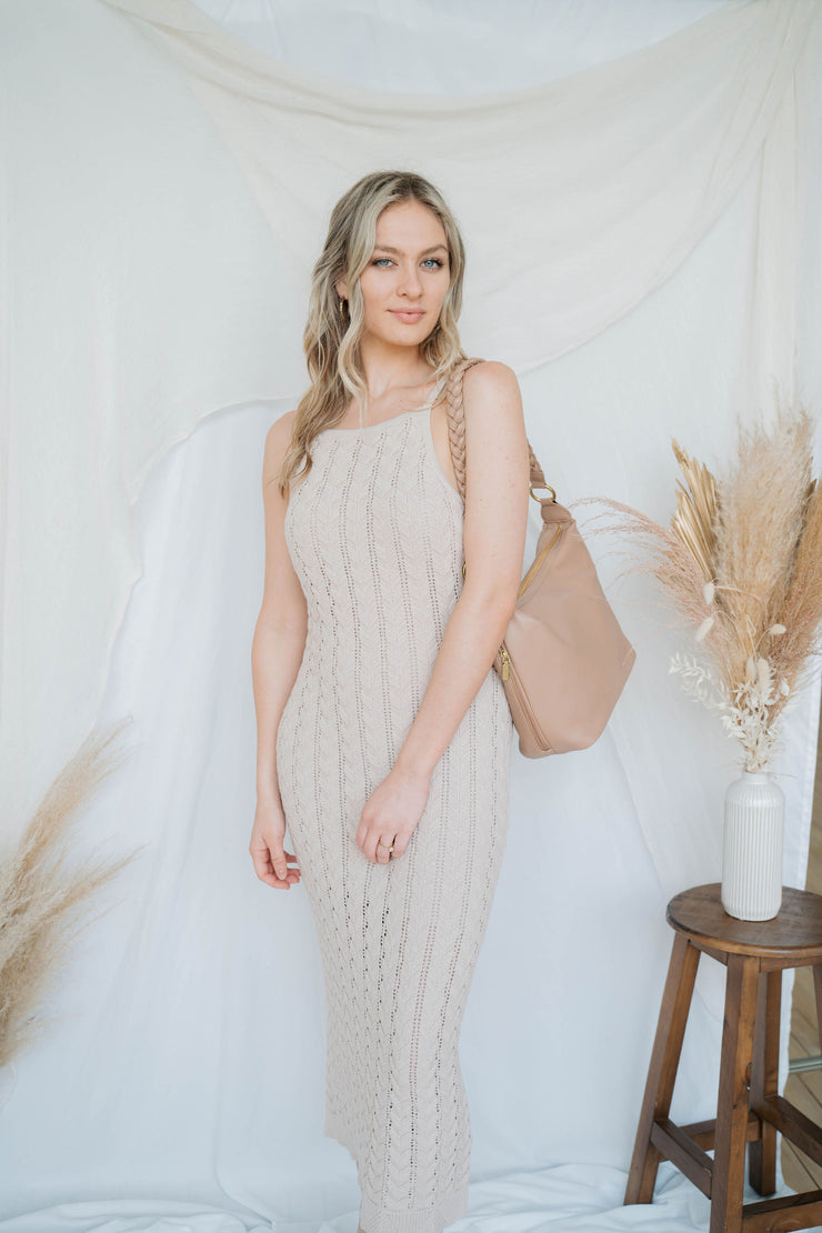 camille crochet midi dress