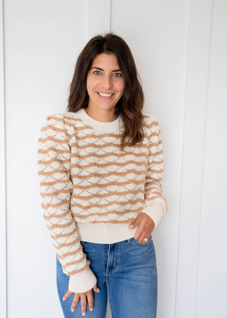 jaylani striped pointelle sweater