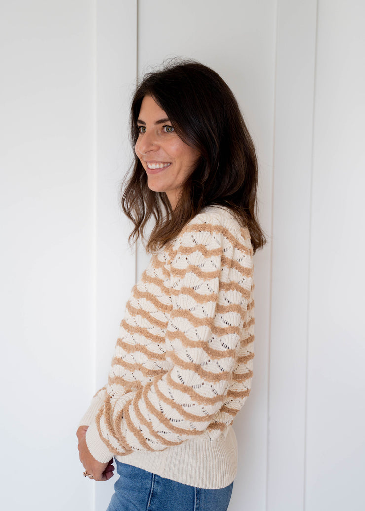 jaylani striped pointelle sweater