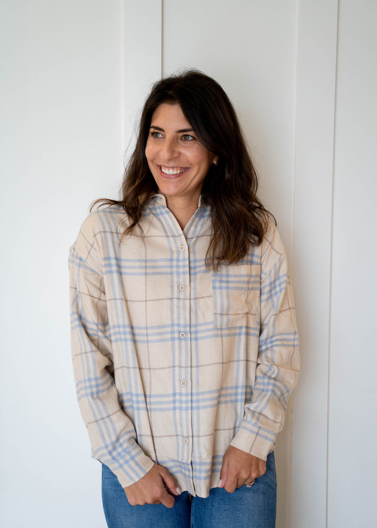 river plaid button up