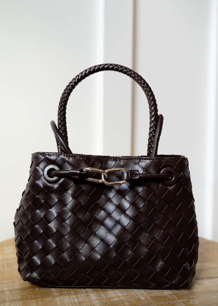 selma woven top handle bag