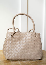 selma woven top handle bag