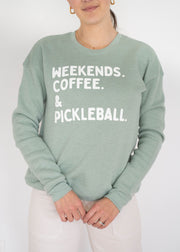 weekends, coffee + pickleball pullover