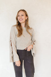 rachel tie sleeve sweater