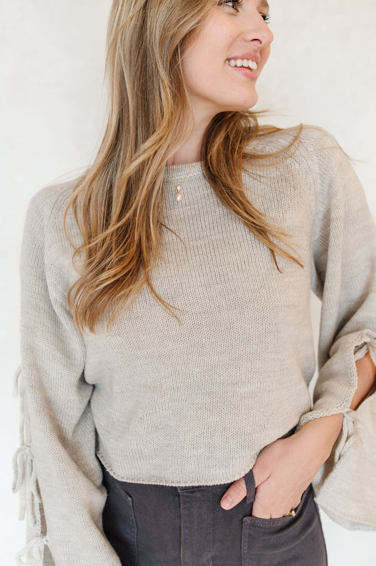 rachel tie sleeve sweater