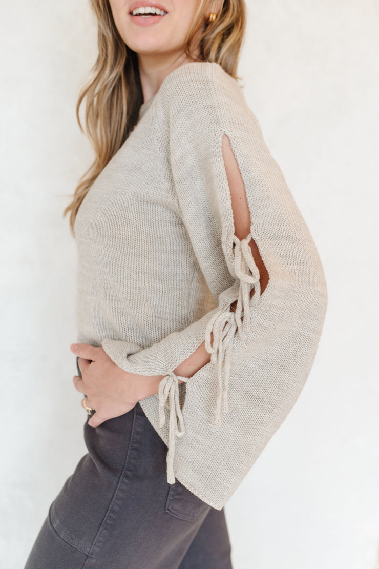 rachel tie sleeve sweater