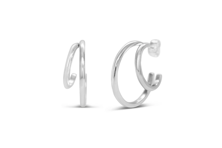 hi-lo tide double hoops | steel