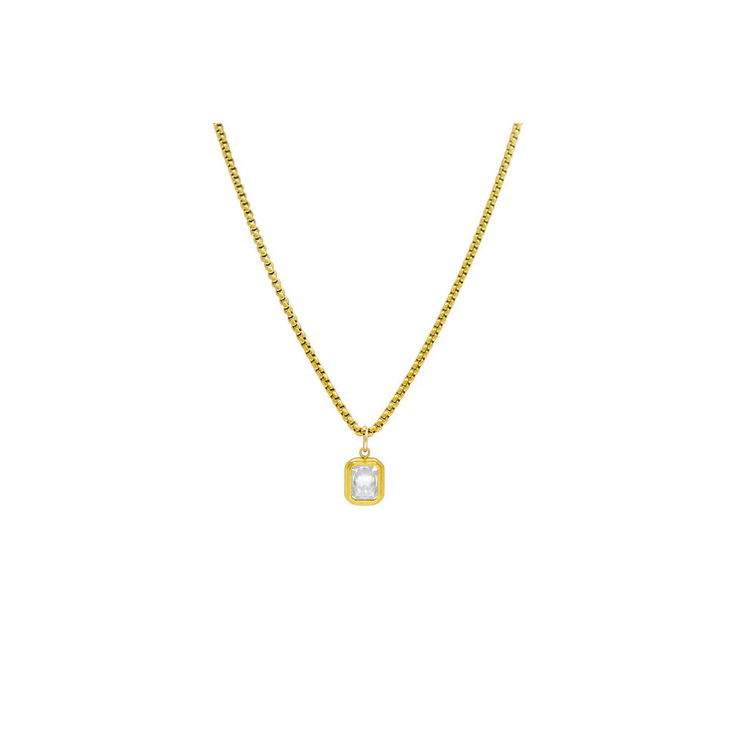 bursting with charm box baguette necklace | gold