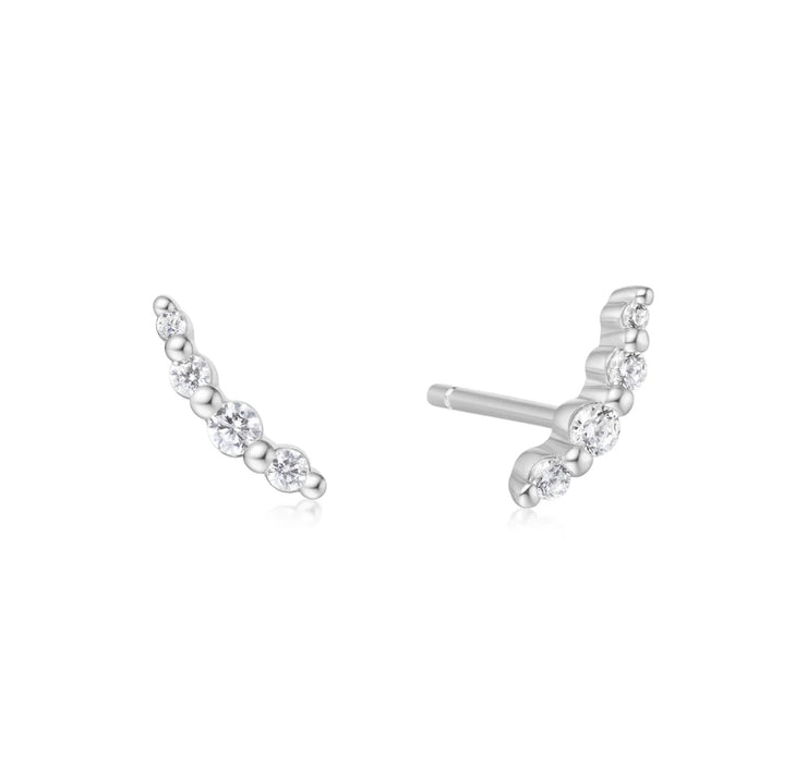 bezel beaded stone stud earrings