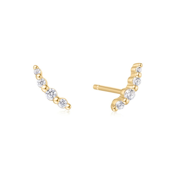 bezel beaded stone stud earrings