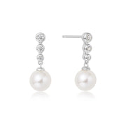 tennis beaded stone pearl drop earrings