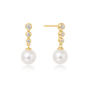 tennis beaded stone pearl drop earrings