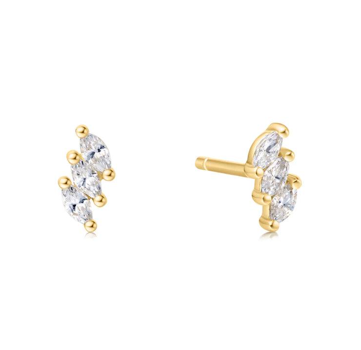 triple marquis studded earrings