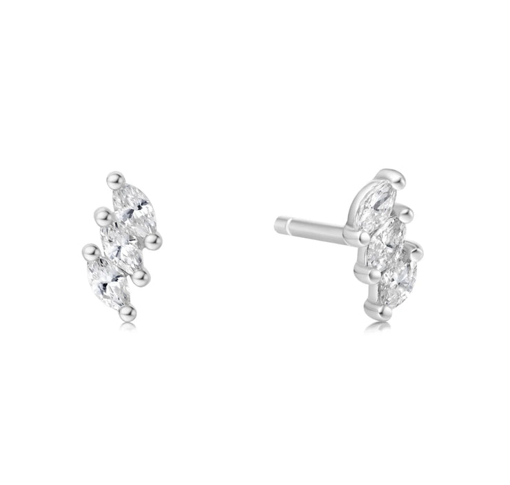 triple marquis studded earrings