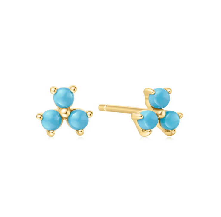 turqoiuse lotus stud earrings