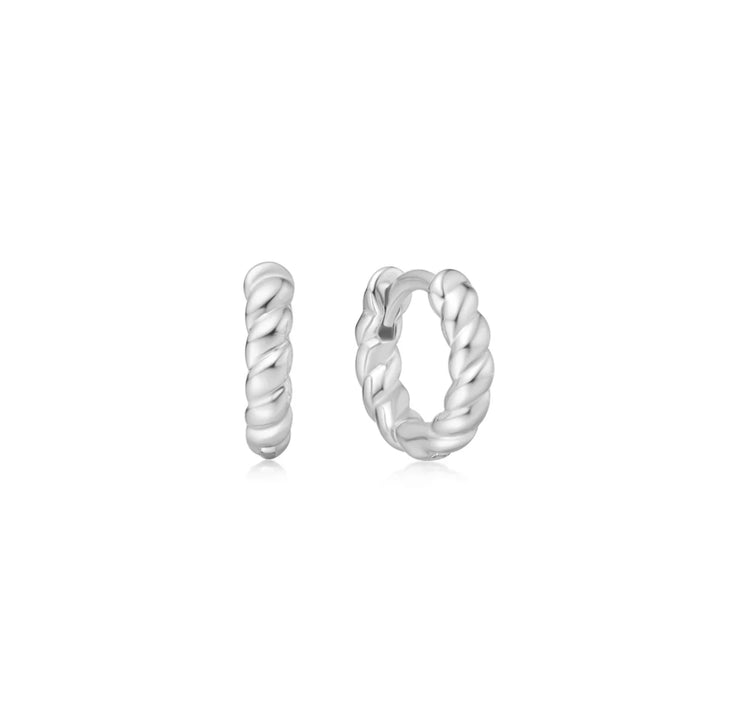 textured small huggies hoop