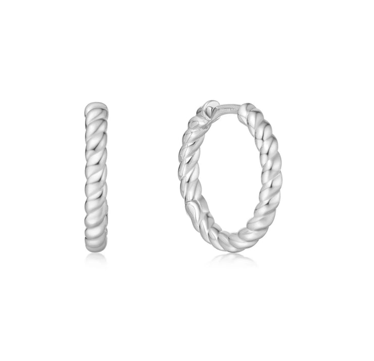 textured medium huggies hoop
