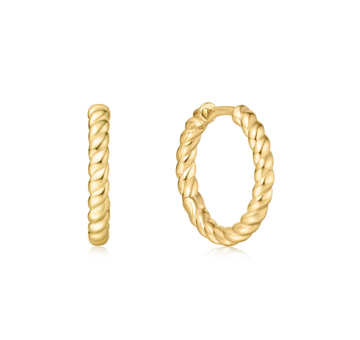 textured medium huggies hoop