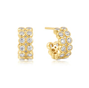 double row cz bezel huggies