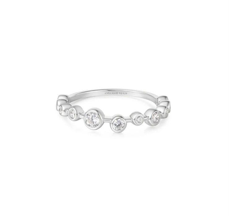 bezel cz zig zag ring | silver