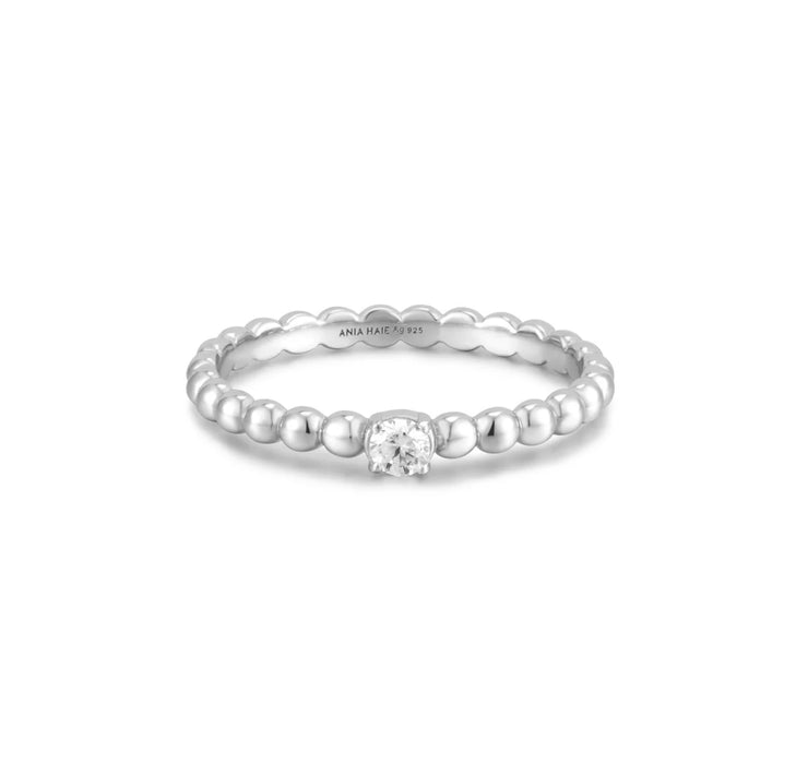 cz round dome ring | silver