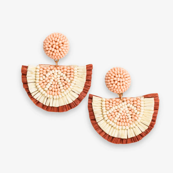 josephine grapefruit raffia earrings