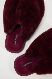 snowball faux fur slippers