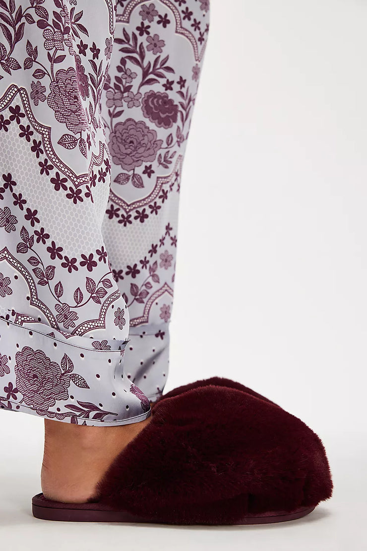 snowball faux fur slippers