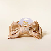satin bow clip | beige