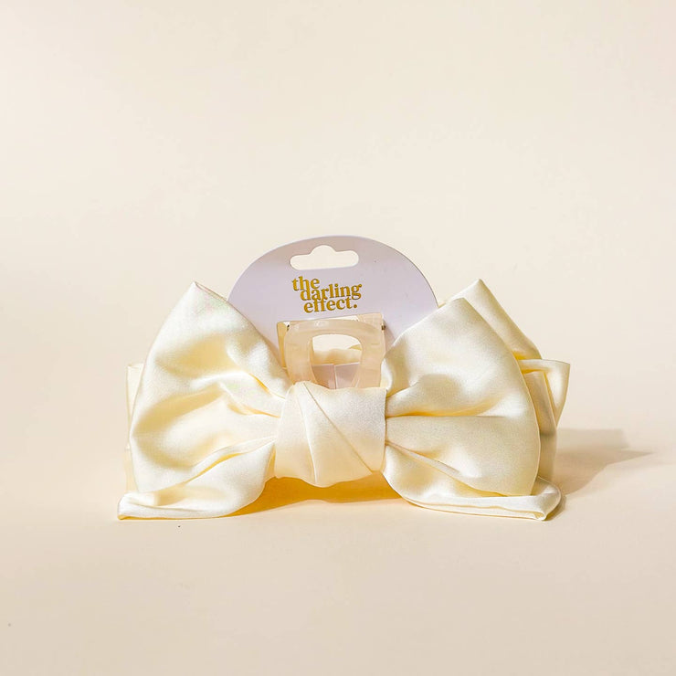 satin bow clip | cream
