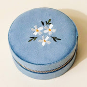 floral velvet jewelry case | misty blue