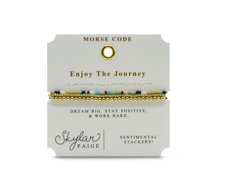 morse code sentimental stacker bracelet | enjoy the journey