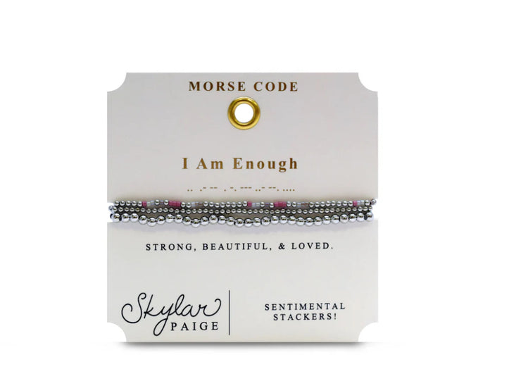 morse code sentimental stacker bracelet | i am enough