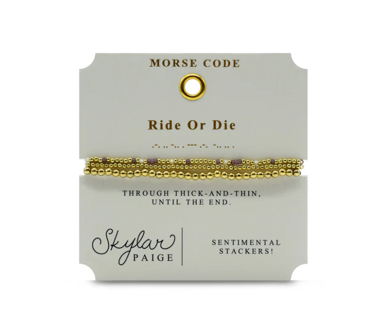 morse code sentimental stacker bracelet | ride or die
