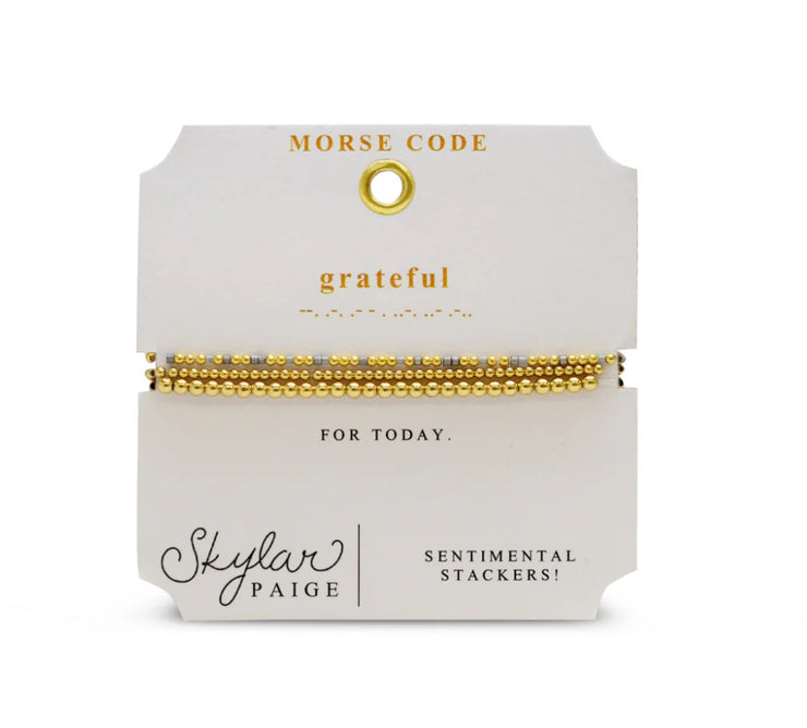 morse code sentimental stacker bracelet | grateful