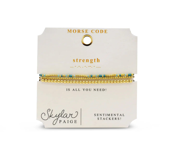 morse code sentimental stacker bracelet | strength