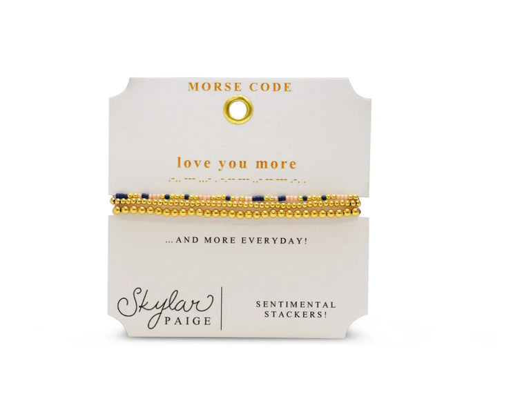 morse code sentimental stacker bracelet | love you more