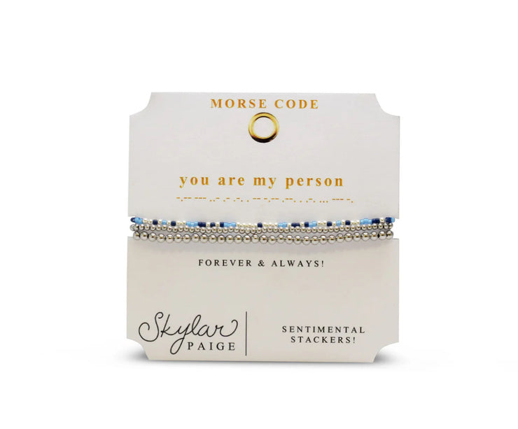 morse code sentimental stacker bracelet | you are my person
