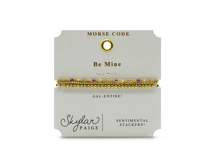 morse code sentimental stacker bracelet | be mine